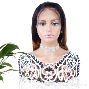 Bodywave Ash Blonde Two Tone coloured Virgin Long Curly 13x4 hd Lace Front Human Hair Pixie Cut Wigs
